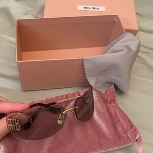 Miu Miu Gold Frame Sunglasses with Brown Lenses